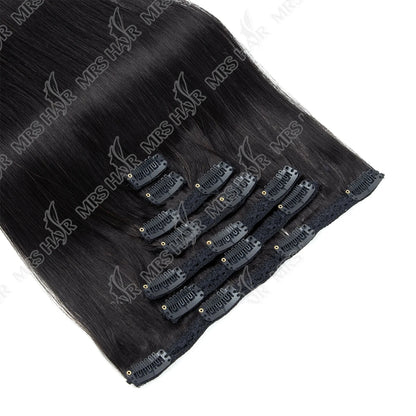 MRSHAIR Clip in Hair Extension Human Hair Real Natural Clip in Hair Extension Double Weft Full Head 7PCS Clip Ins For Add Volume