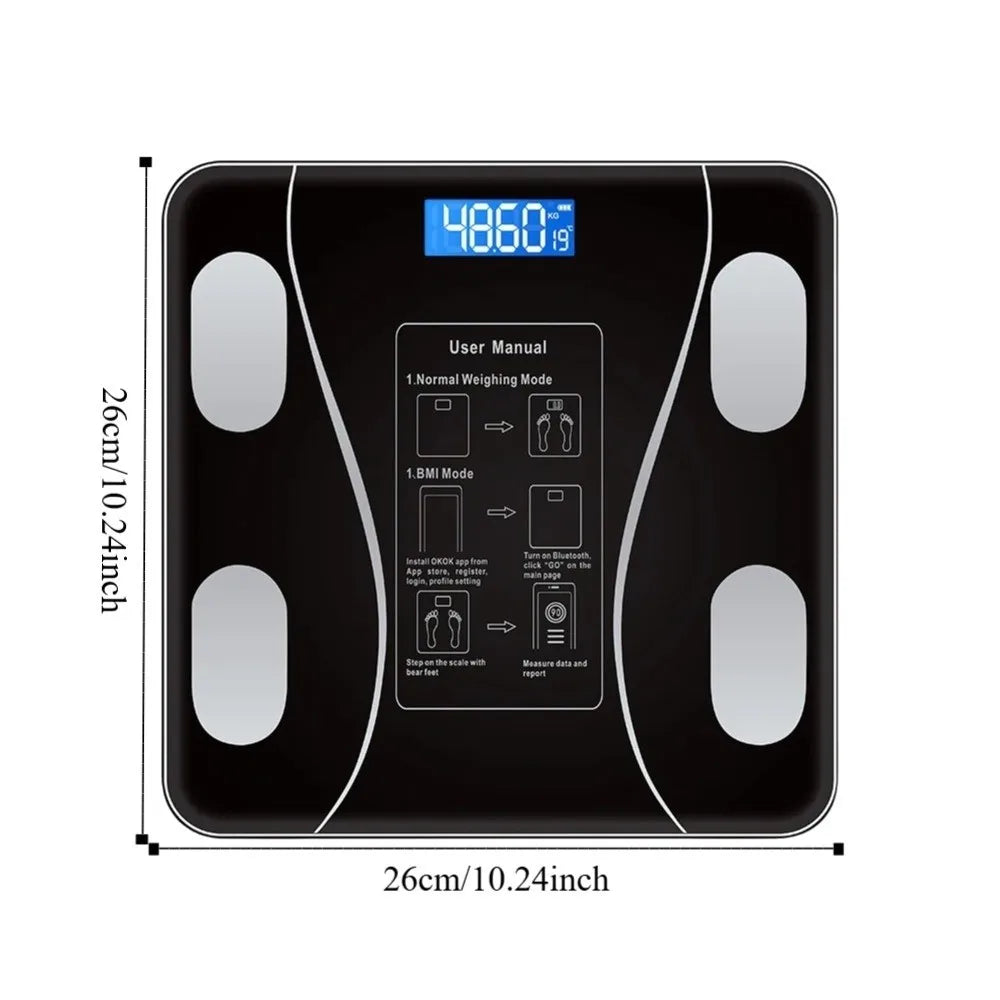 LED Display Smart Body Fat Scale Wireless Digital Measurement Bluetooth Body Fat Scale Digital Square Weight Loss Scale