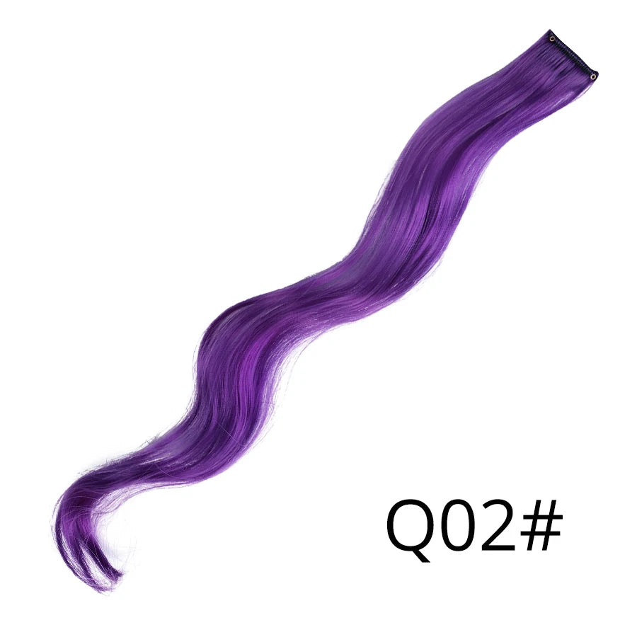 Leeons Synthetic Hair Extensions With Clips Heat Resistant Straight Hair Extensions Color Colored Black Hair Clip Womens 12G/Pcs
