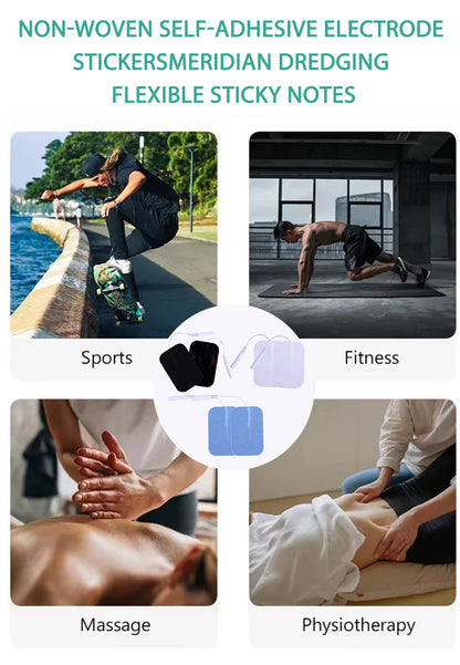 10Pcs 2mm Plug Non-woven Fabric Reusable Self Adhesive Electrode Pads Conductive Gel Pad Body Digital  Massager