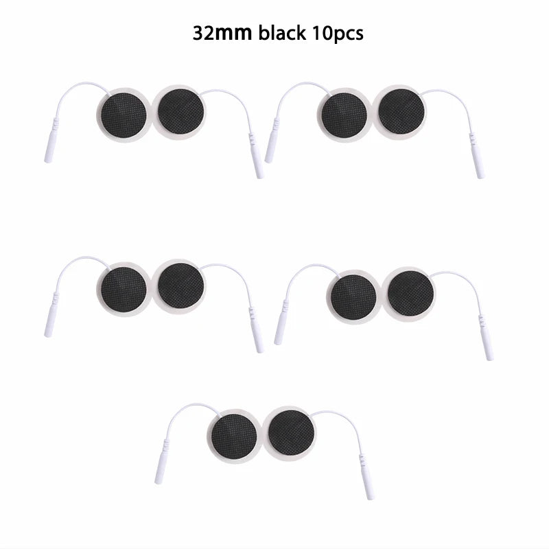 10Pcs 2mm Plug Non-woven Fabric Reusable Self Adhesive Electrode Pads Conductive Gel Pad Body Digital  Massager