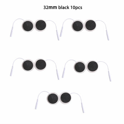 10Pcs 2mm Plug Non-woven Fabric Reusable Self Adhesive Electrode Pads Conductive Gel Pad Body Digital  Massager