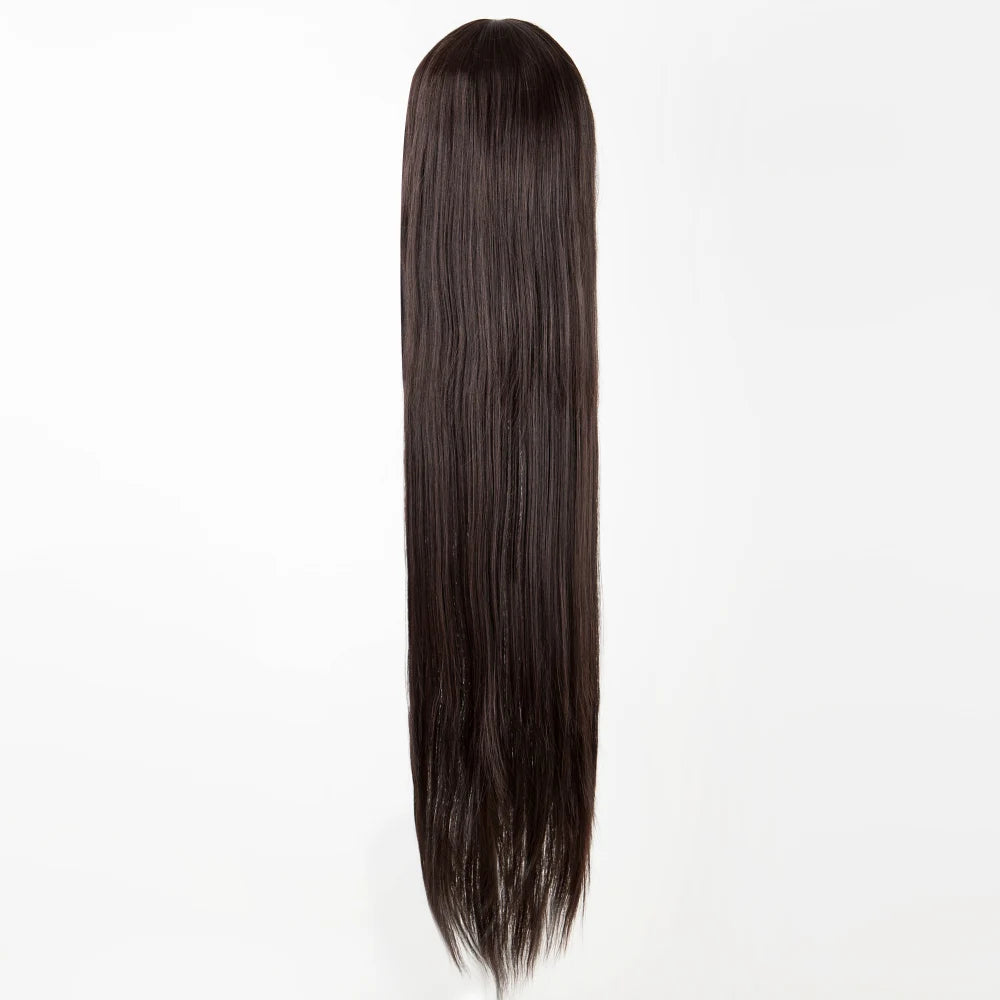 Fei-Show Black Wig 100CM/40 Inches Synthetic Heat Resistant Fiber Long Halloween Carnival Costume Cos-play Straight Hair