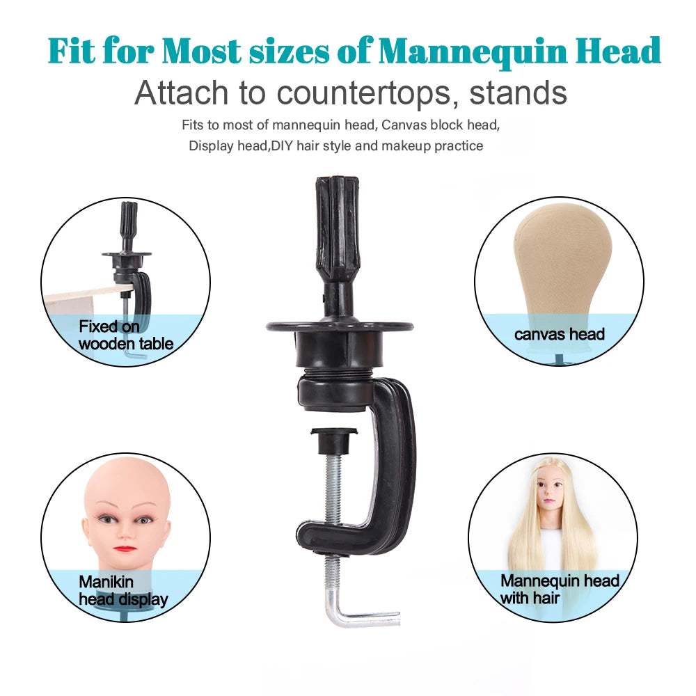 Alileader Training Mannequin Head Canvas Block Head Display Styling Mannequin Manikin Head Wig Stand Free Get T Needle Holder
