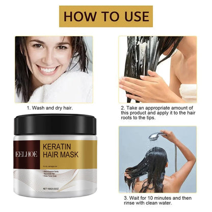 Collagen hair mask  Repair Damage Frizzy Straighten Soft Smooth Moisturize Hair Treatment Hair Restore Cream Hair Care