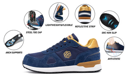 LARNMERN Men Steel Toe Shoes Antistatic Safety Shoes Women Composite Breathable Slip On Work Sneakers Industries Protection