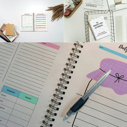 Weight Loss Planner Daily Weekly Exercise Journal Fitness  Pounds Lost & Body Measurement Notebook For Men Women Gym Enthusiasts