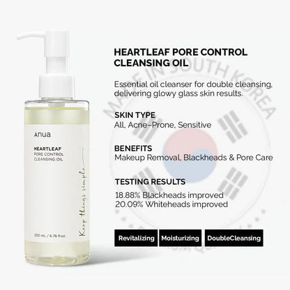 Anua HeartLeaf 77 Toner, Pore Cleansing Oil, Deep Cleansing Foaming Cleanser, Moisturizing and Improving Skin, Korean Skincare
