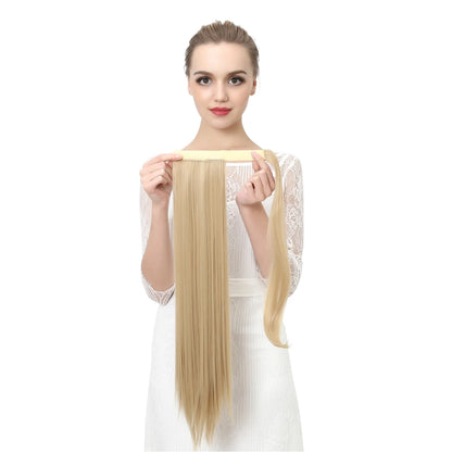 Synthetic Clip in Ponytail Hair Extension Wig Straight Kinky Curly Long Wrap Around Fake Pony Tail Blonde False Afro Hairpiece
