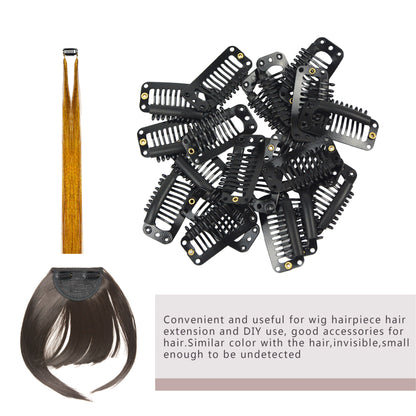 12 pcs 32mm 9-teeth Hair Extension Clips Wig Clips Combs Snap Clips with Rubber for Hair Extension Toupee DIY