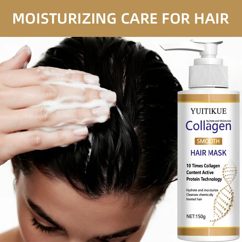 Collagen hair mask for all hair types, softening hair care moisturizing hair mask with a smooth texture