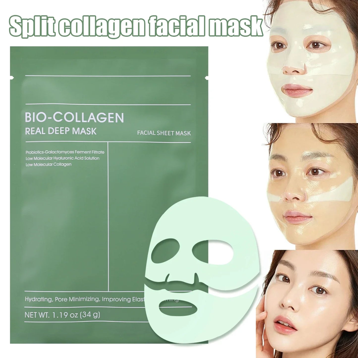 Collagen Face Mask Moisturizing Brightening Deep Hydration Overnight Mask Nourishing Refreshing Face Skin Care Bio Collagen Mask
