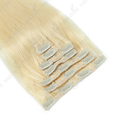 MRSHAIR Clip in Hair Extension Human Hair Real Natural Clip in Hair Extension Double Weft Full Head 7PCS Clip Ins For Add Volume