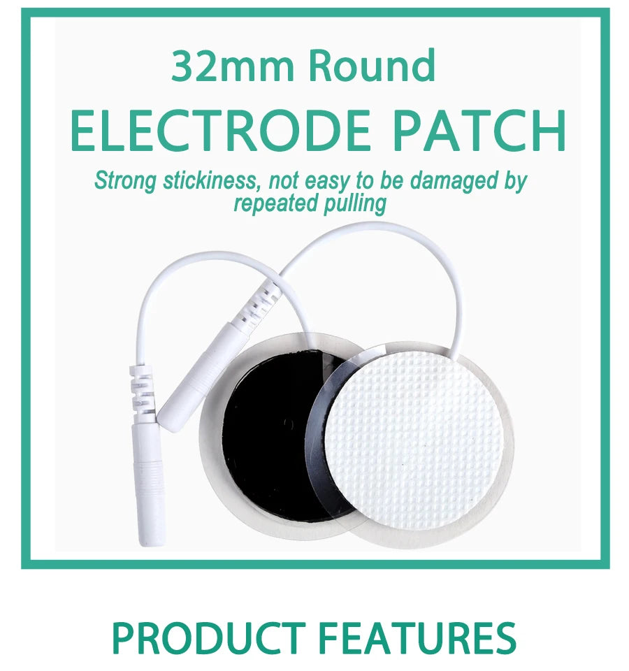 10Pcs 2mm Plug Non-woven Fabric Reusable Self Adhesive Electrode Pads Conductive Gel Pad Body Digital  Massager
