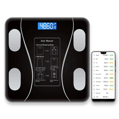 LED Display Smart Body Fat Scale Wireless Digital Measurement Bluetooth Body Fat Scale Digital Square Weight Loss Scale
