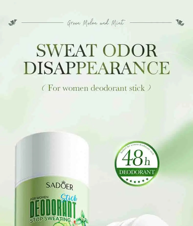 SADOER Women Anti Sweat Deodorant Roller Sweaty Body Armpits Underarm Neck Reduces Odor Refreshing Stop Sweating Cream