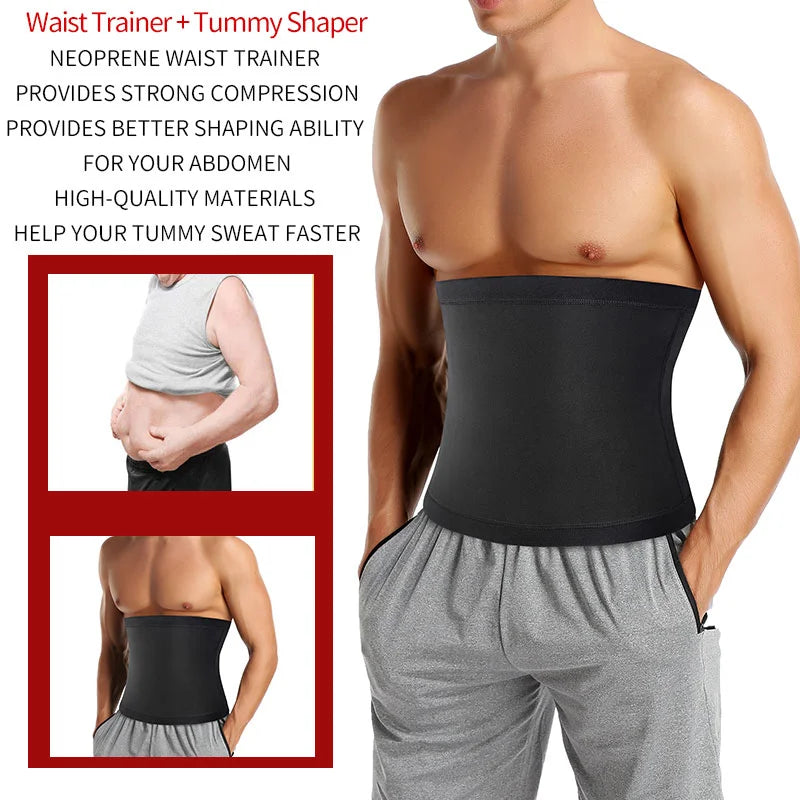 Men's Sports Body Shaper Belt Fitness Sweat Trimmer Belt Waist Trainer Fat Burner Weight Loss Shapewear Slimming Wraps Waistband