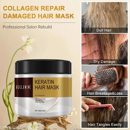 Collagen hair mask  Repair Damage Frizzy Straighten Soft Smooth Moisturize Hair Treatment Hair Restore Cream Hair Care