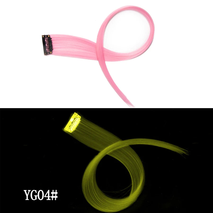 Leeons Synthetic Hair Extensions With Clips Heat Resistant Straight Hair Extensions Color Colored Black Hair Clip Womens 12G/Pcs