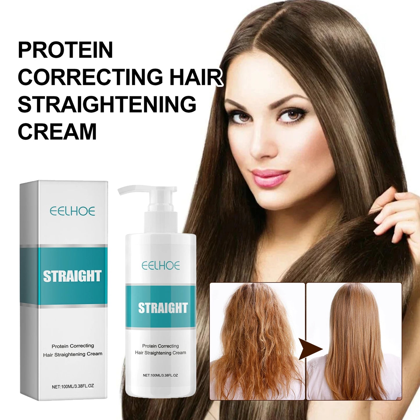 Keratin Hair Straightening Cream Hair Repair Conditioner Reduce Frizzy and Dry Hair Care Set Hair Salon Protein Correction Cream
