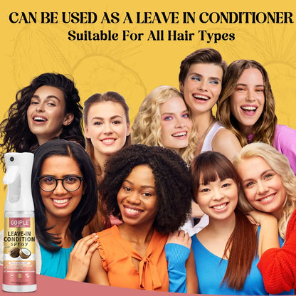 300ml Coconut Leave In Conditioner Spray for Curly Hair Smoothing Anti-Frizzle Soften Hair Protection Spray for Heat Damaged