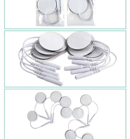 10Pcs 2mm Plug Non-woven Fabric Reusable Self Adhesive Electrode Pads Conductive Gel Pad Body Digital  Massager