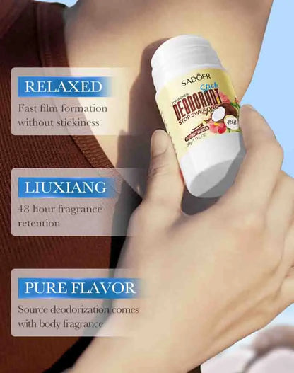 SADOER Women Anti Sweat Deodorant Roller Sweaty Body Armpits Underarm Neck Reduces Odor Refreshing Stop Sweating Cream