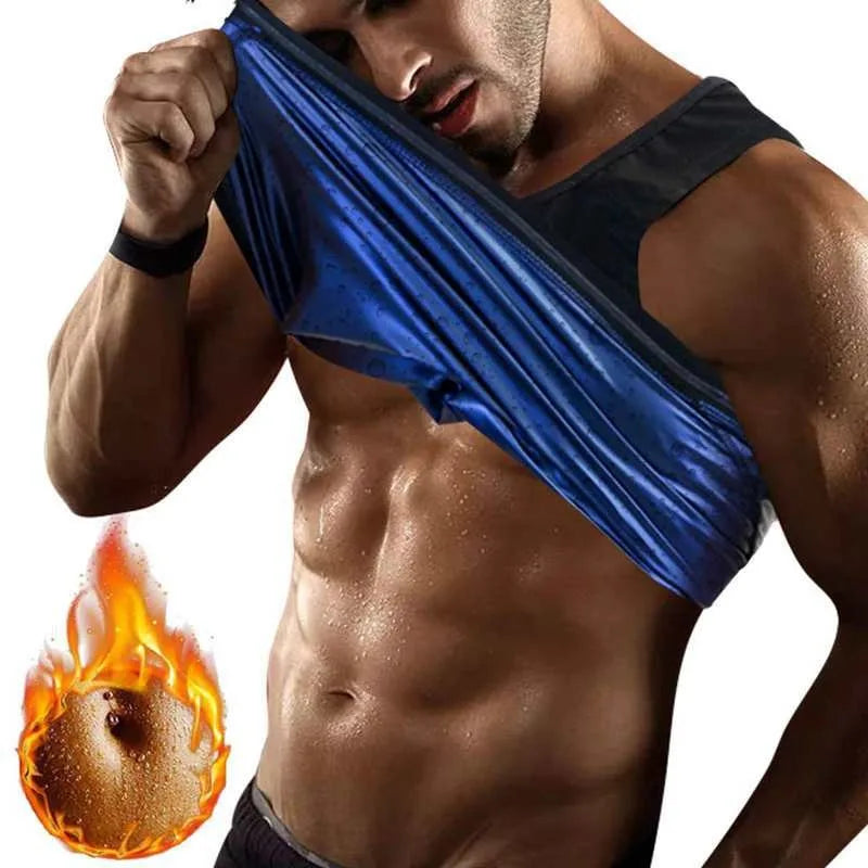 Compression Shirt Weight Loss Fat Burner Men Sauna Sweat Vest Waist Trainer Corset Zipper Workout Tank Top Slimming  Body Shaper