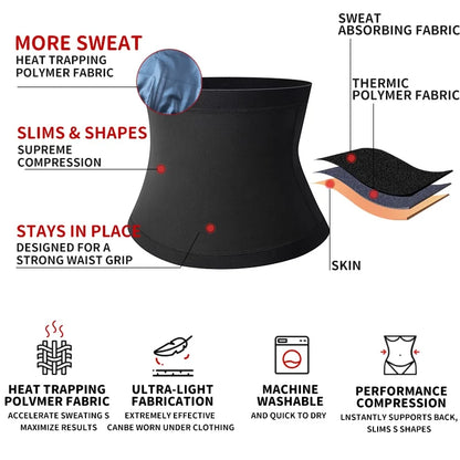 Men's Sports Body Shaper Belt Fitness Sweat Trimmer Belt Waist Trainer Fat Burner Weight Loss Shapewear Slimming Wraps Waistband