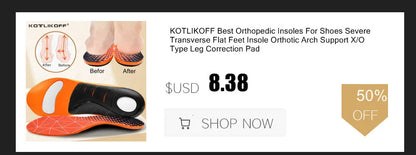KOTLIKOFF High Quality Leather Orthotics Insole For Flat Foot Arch Support 25mm Orthopedic Silicone Insoles For Men And Women