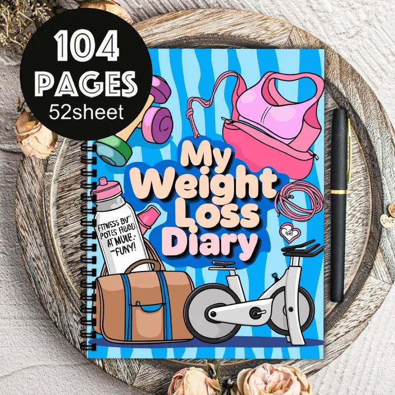A5 Weight Loss Diary with Fitness Equipment Design,Daily and Weekly Diet Trackers,Gradual Diet Plans, Motivational Goal Trackers