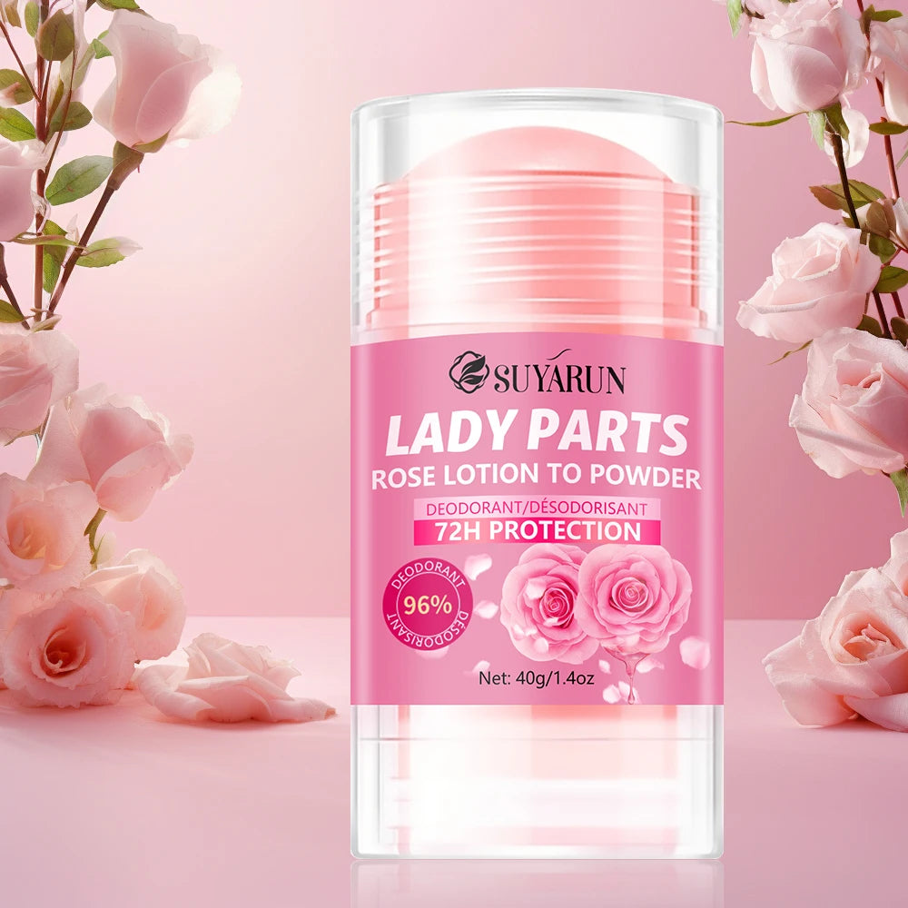 SUYARUN Women's Rose Deodorant Stick Natural Odor Control for Hands Feet Armpits - Long-Lasting Freshness Anti-Perspirant.