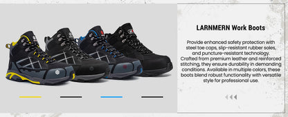 Larnmern Mens Safety Work Boots Steel Toe Shoes Anti-puncture Anti-static Non Slip Protective Boots