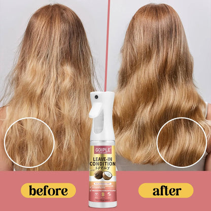 300ml Coconut Leave In Conditioner Spray for Curly Hair Smoothing Anti-Frizzle Soften Hair Protection Spray for Heat Damaged