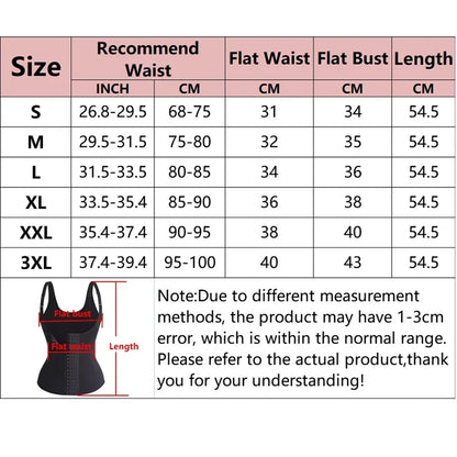 Women Waist Trainer Vest Slimming Corset  Weight Loss Body Shaper Sauna Suit Compression Shirt Belly Girdle Tops Shapewear Strap