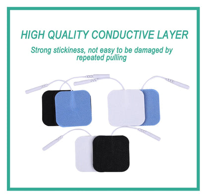 10Pcs 2mm Plug Non-woven Fabric Reusable Self Adhesive Electrode Pads Conductive Gel Pad Body Digital  Massager