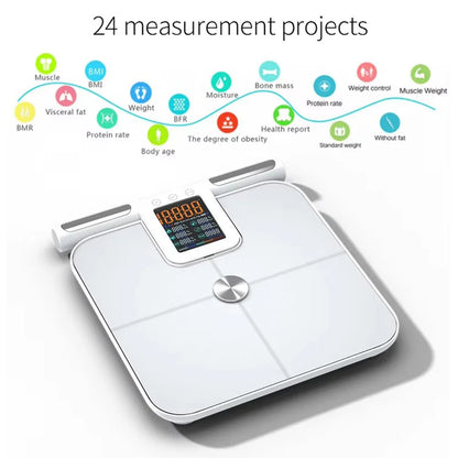 Weight Scale for Body Fat with Handle, 24 Precise Body Biological Analyzer, Digital Bathroom Weighing Bluetooth Scale