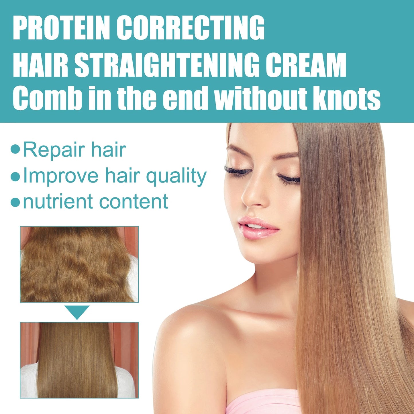 Keratin Hair Straightening Cream Hair Repair Conditioner Reduce Frizzy and Dry Hair Care Set Hair Salon Protein Correction Cream