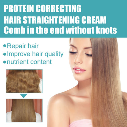 Keratin Hair Straightening Cream Hair Repair Conditioner Reduce Frizzy and Dry Hair Care Set Hair Salon Protein Correction Cream
