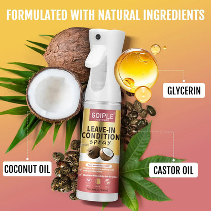 300ml Coconut Leave In Conditioner Spray for Curly Hair Smoothing Anti-Frizzle Soften Hair Protection Spray for Heat Damaged