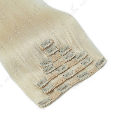 MRSHAIR Clip in Hair Extension Human Hair Real Natural Clip in Hair Extension Double Weft Full Head 7PCS Clip Ins For Add Volume