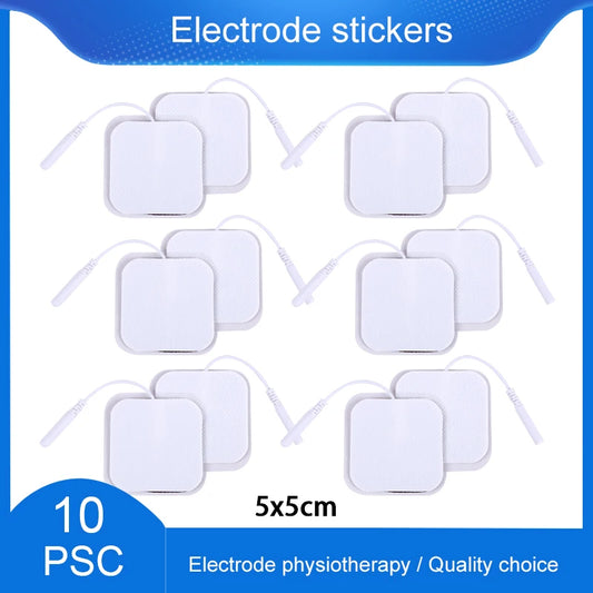 10Pcs 2mm Plug Non-woven Fabric Reusable Self Adhesive Electrode Pads Conductive Gel Pad Body Digital  Massager