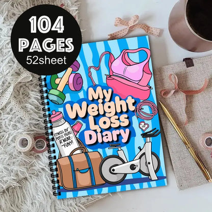 A5 Weight Loss Diary with Fitness Equipment Design,Daily and Weekly Diet Trackers,Gradual Diet Plans, Motivational Goal Trackers
