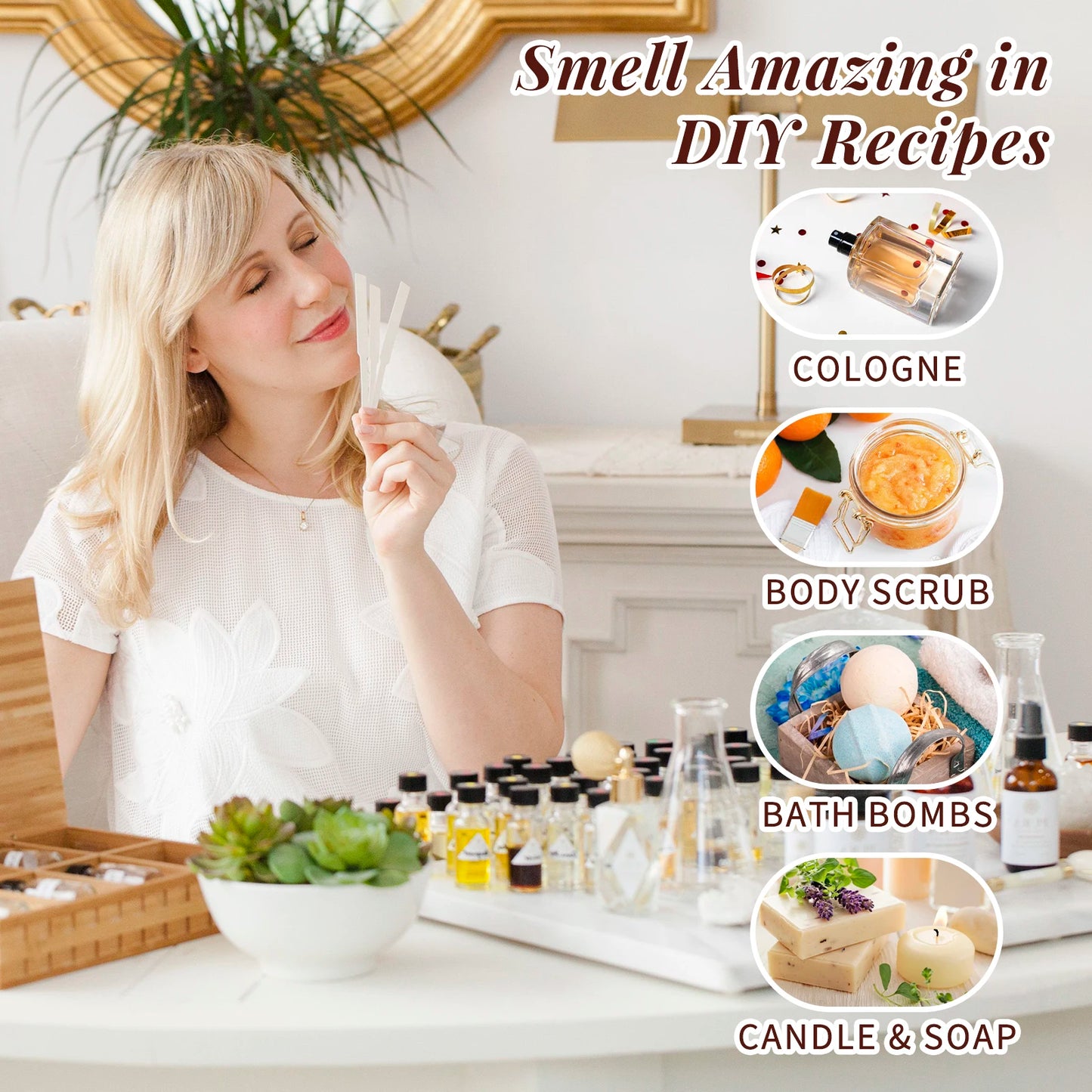 HIQILI Fragrance Oil Set, 6 PCS*10mL Pure Perfume Oil Set for Gift Aromatherapy Diffuser DIY Perfume Candle Soap Making