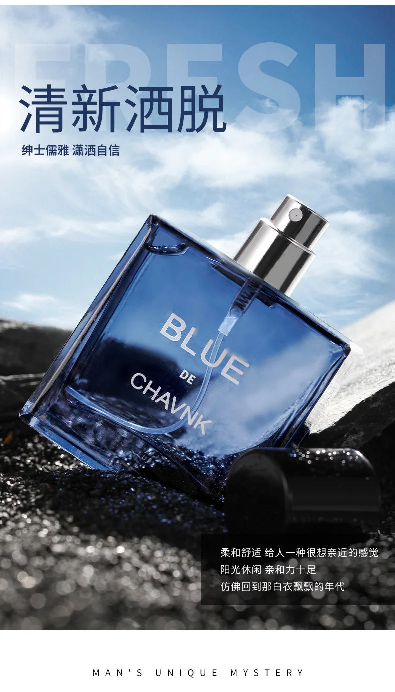 Eau De Parfum Vaporisateur Spray 50ML Blue Men's Prefume Fruity Note Man's Unique Mystery Calm and Successful Taste