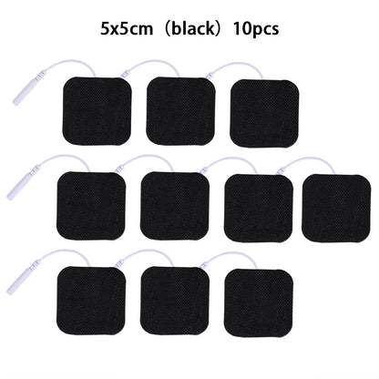 10Pcs 2mm Plug Non-woven Fabric Reusable Self Adhesive Electrode Pads Conductive Gel Pad Body Digital  Massager