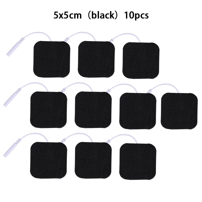 10Pcs 2mm Plug Non-woven Fabric Reusable Self Adhesive Electrode Pads Conductive Gel Pad Body Digital  Massager