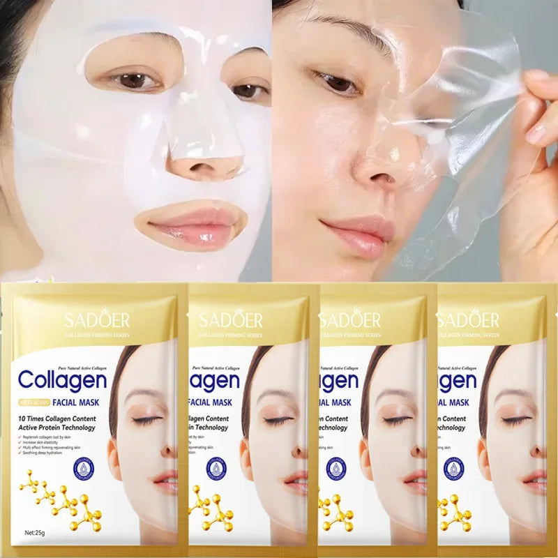 Collagen Anti Wrinkle Facial Mask Anti Aging Fade Fine Lines Firm Skin Moisturizing Brightening SkinCare Korean Cosmetics