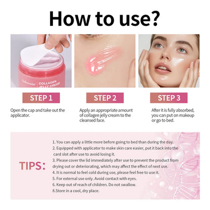 Collagen Jelly Cream Improving Skin Elasticity Tightening Soothing Moisturizing Anti-Aging Firmness Hydration Skincare Face Gel