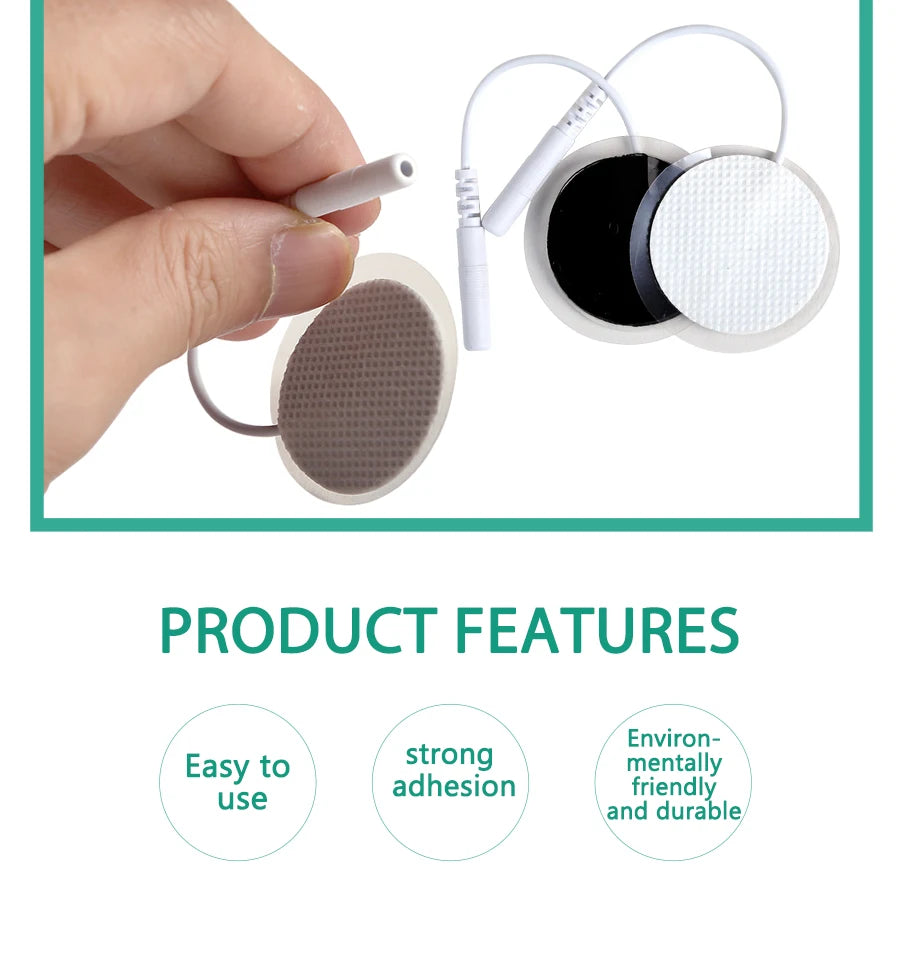 10Pcs 2mm Plug Non-woven Fabric Reusable Self Adhesive Electrode Pads Conductive Gel Pad Body Digital  Massager